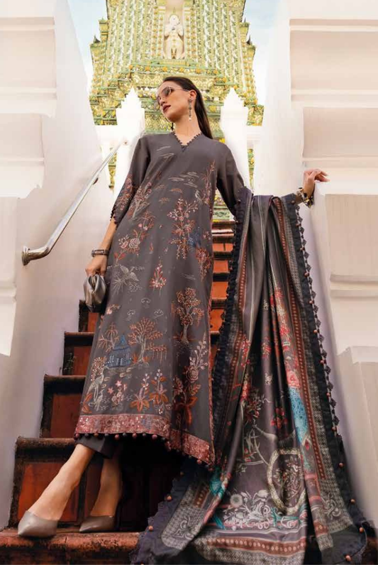 3 Piece Stitched Printed Linen Suit Maria B MPrints Winter Collection MBMP