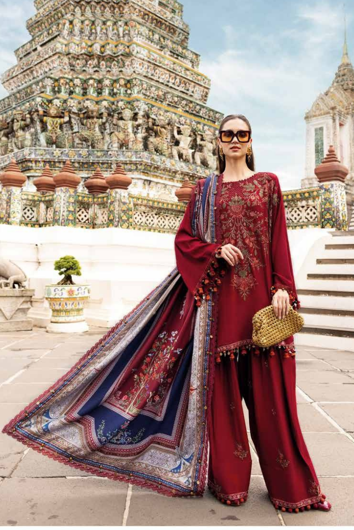 3 Piece Stitched Printed Linen Suit Maria B MPrints Winter Collection MBMP