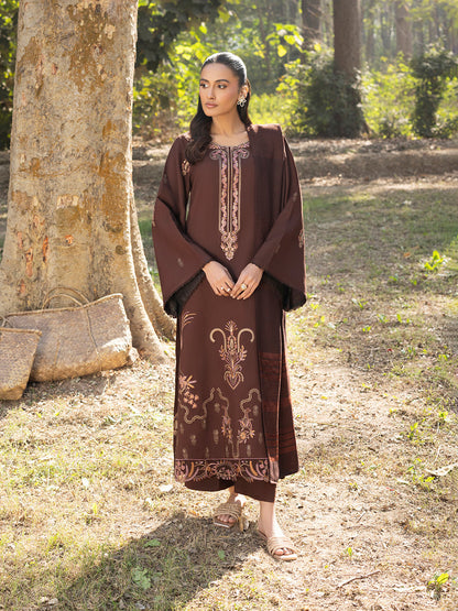 3 PC - Mystique by Sanam Saeed - Stitched Luxury Collection - Chocolate Brown (Article-08)