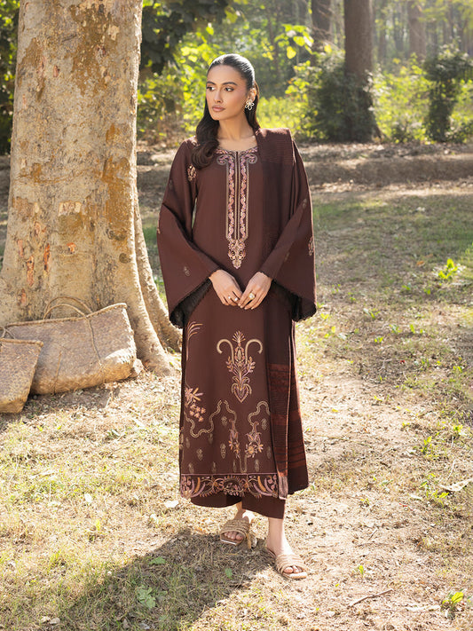 3 PC - Mystique by Sanam Saeed - Stitched Luxury Collection - Chocolate Brown (Article-08)