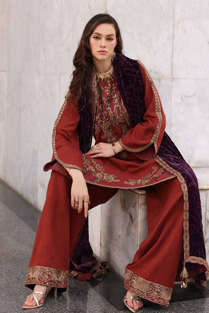 3-pc Stitched Embroidered Dyed Leather Shirt