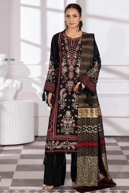 3 Piece Stitched Embroidered Winter Collection with Jacquard Shawl – Ameeli by Johra