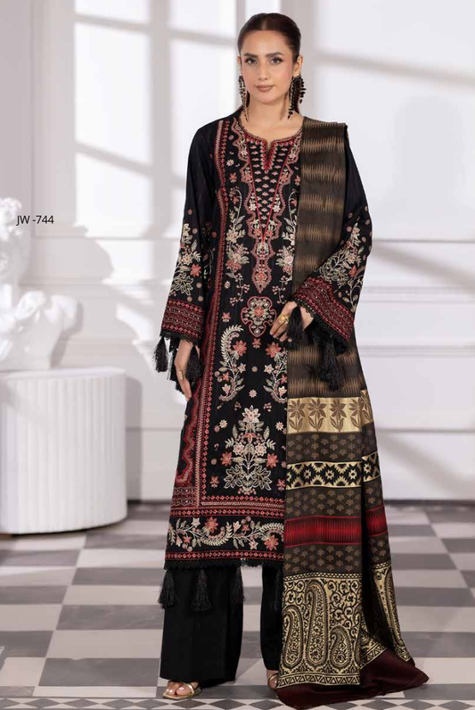 3 Piece Stitched Embroidered Winter Collection with Jacquard Shawl – Ameeli by Johra
