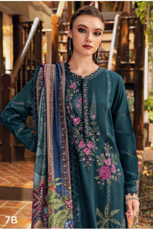 3 Piece Stitched Printed Linen Suit Maria B MPrints Winter Collection MBMP