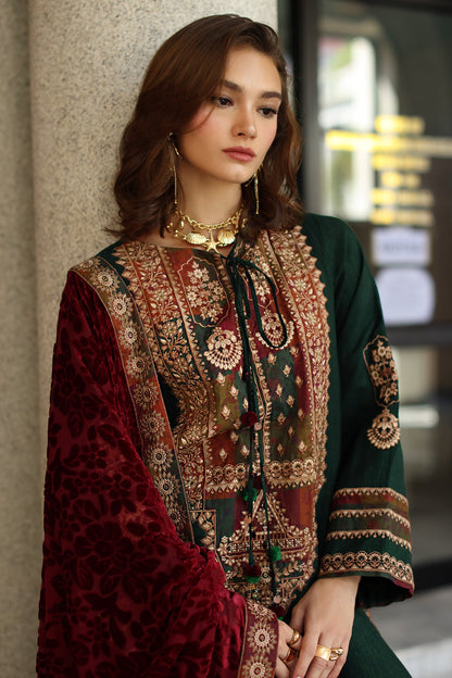 3-pc Stitched Embroidered Dyed Leather Shirt
