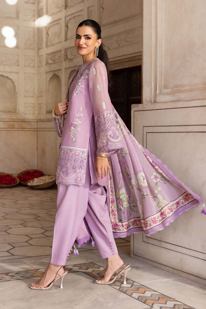 3 Pc Stitched Embroidered Silk Cotton Net Suit