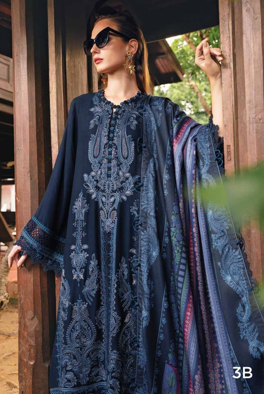 3 Piece Stitched Printed Linen Suit Maria B MPrints Winter Collection MBMP