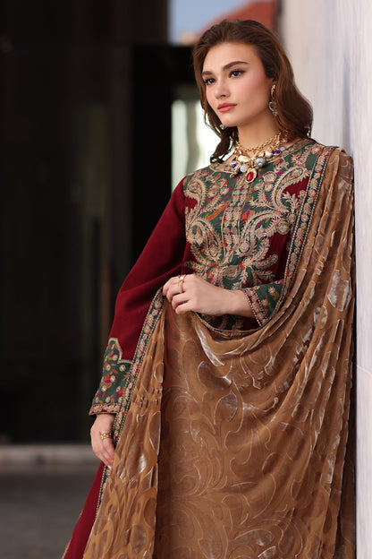 3-pc Stitched Embroidered Dyed Leather Shirt
