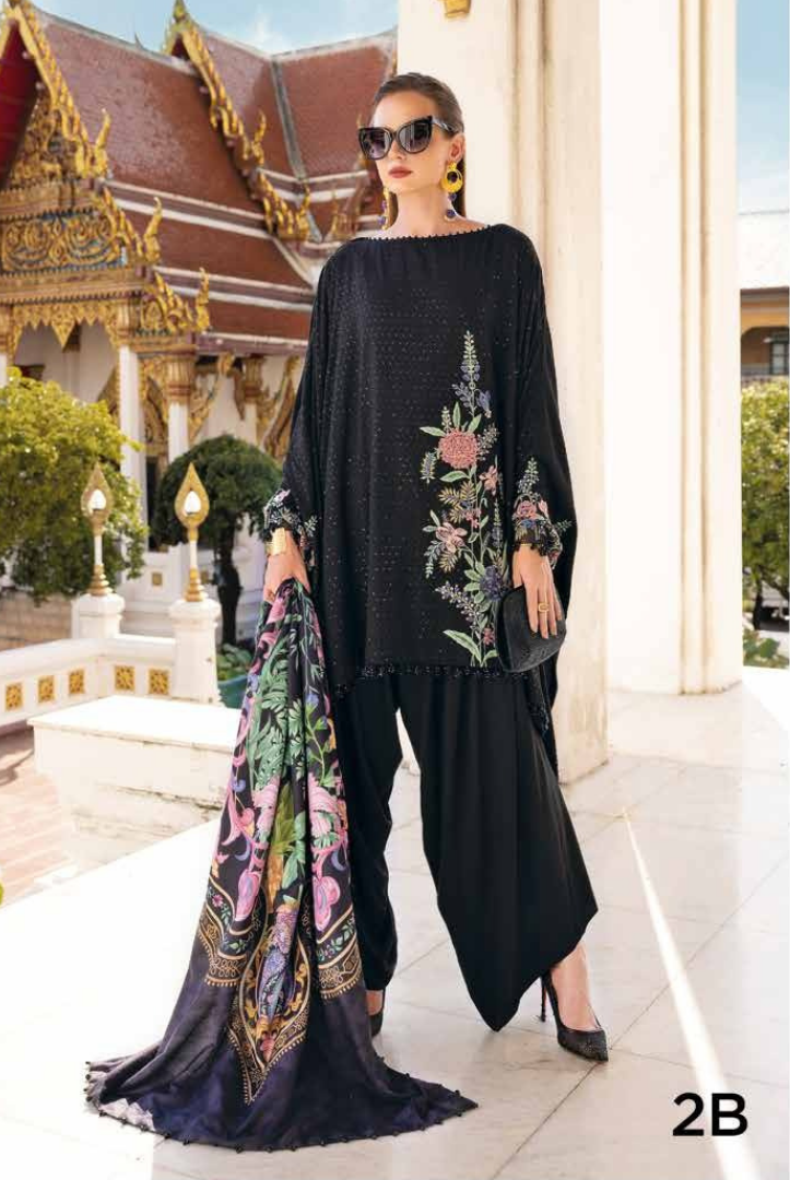 3 Piece Stitched Printed Linen Suit Maria B MPrints Winter Collection MBMP