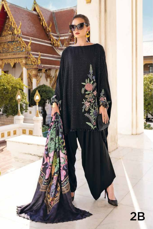 3 Piece Stitched Printed Linen Suit Maria B MPrints Winter Collection MBMP