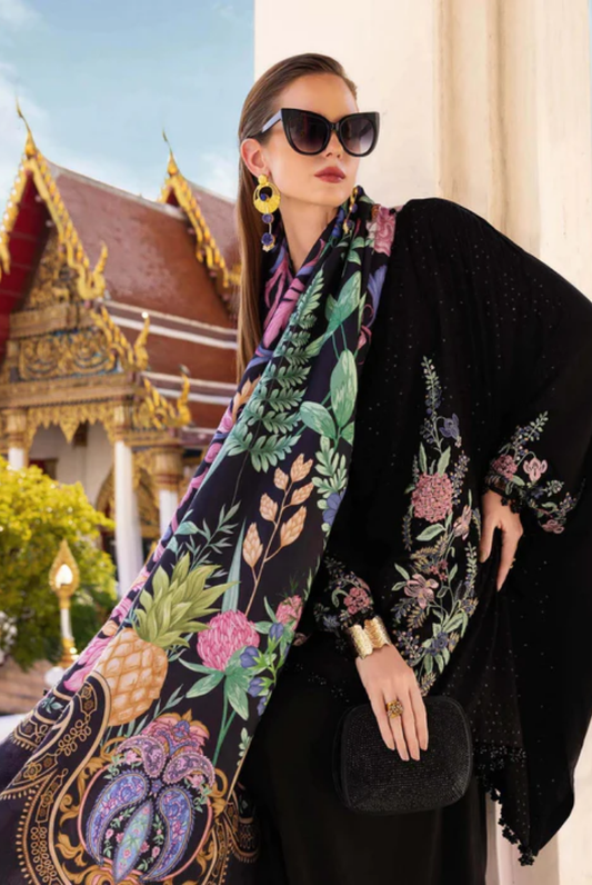 3 Piece Stitched Printed Linen Suit Maria B MPrints Winter Collection MBMP