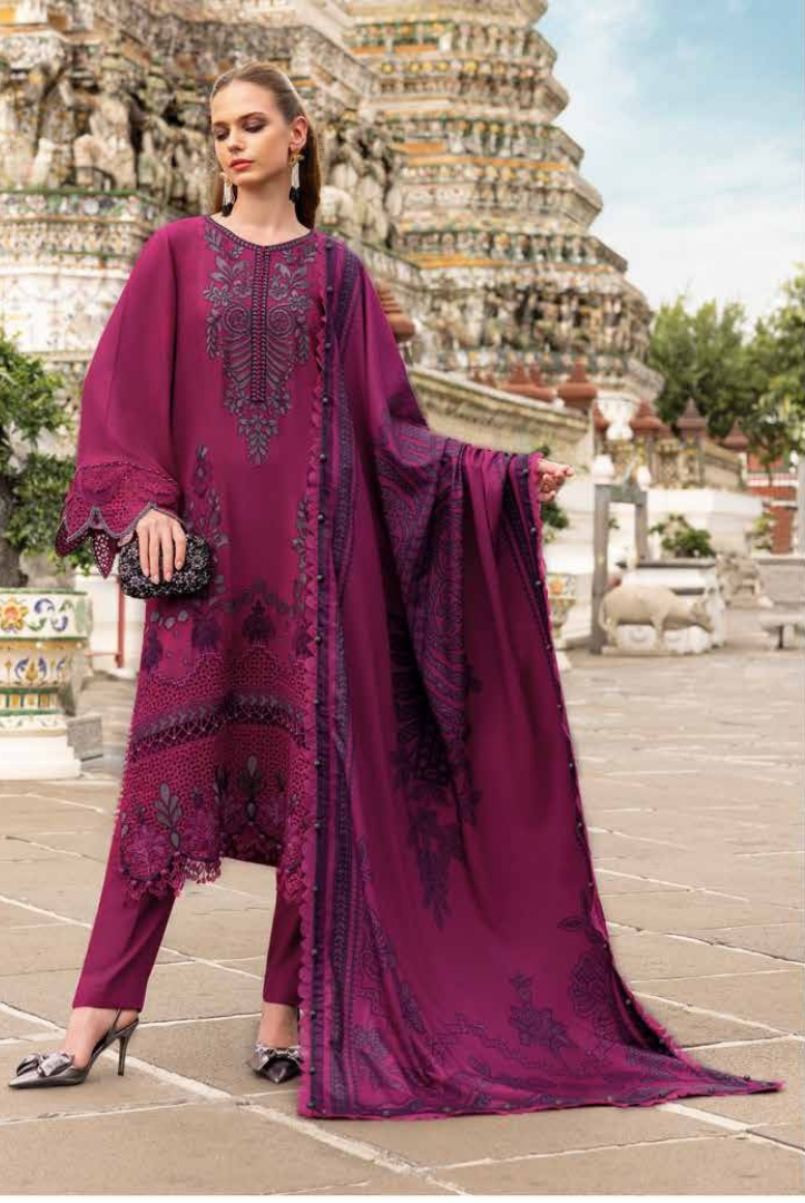 3 Piece Stitched Printed Linen Suit Maria B MPrints Winter Collection MBMP