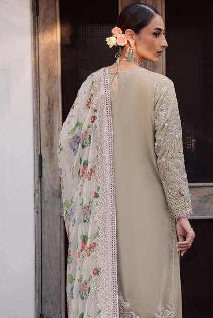 3 Piece Stitched Embroidered Velvet Suit with Shawl | Luxury Wedding Wear MAYA by Nureh