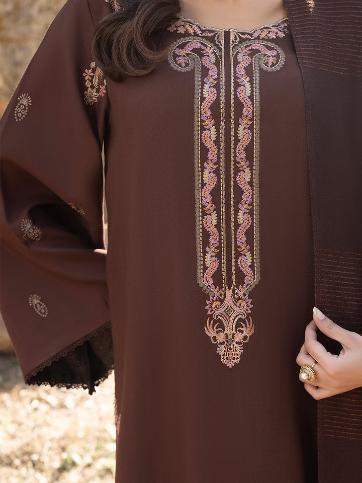 3 PC - Mystique by Sanam Saeed - Stitched Luxury Collection - Chocolate Brown (Article-08)