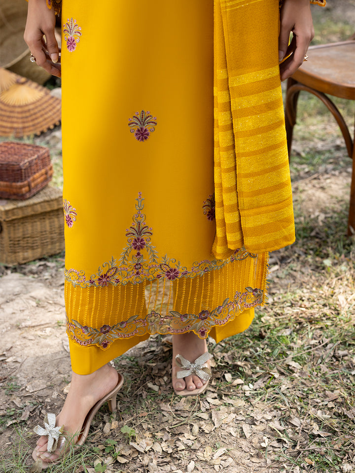 3 PC - Mystique by Sanam Saeed - Stitched Luxury Collection - Mustard Yellow (Article-02)
