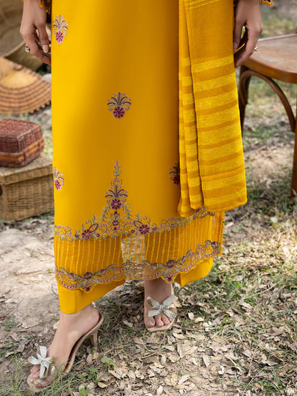 3 PC - Mystique by Sanam Saeed - Stitched Luxury Collection - Mustard Yellow (Article-02)