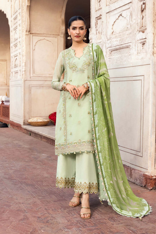 3 Pc Stitched Embroidered Silk Cotton Net Suit