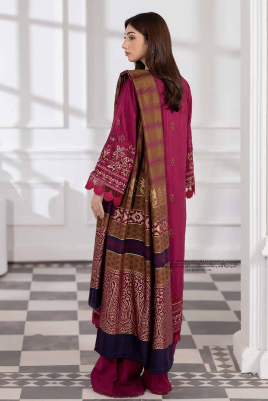 3 Piece Stitched Embroidered Winter Collection with Jacquard Shawl – Ameeli by Johra