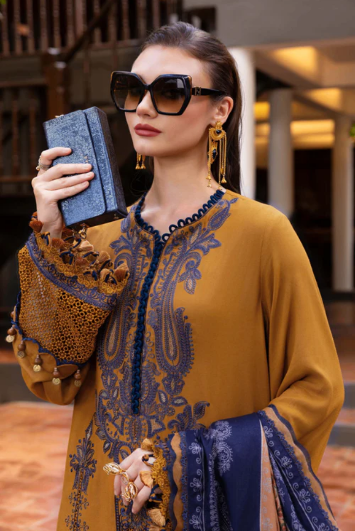 3 Piece Stitched Printed Linen Suit Maria B MPrints Winter Collection MBMP