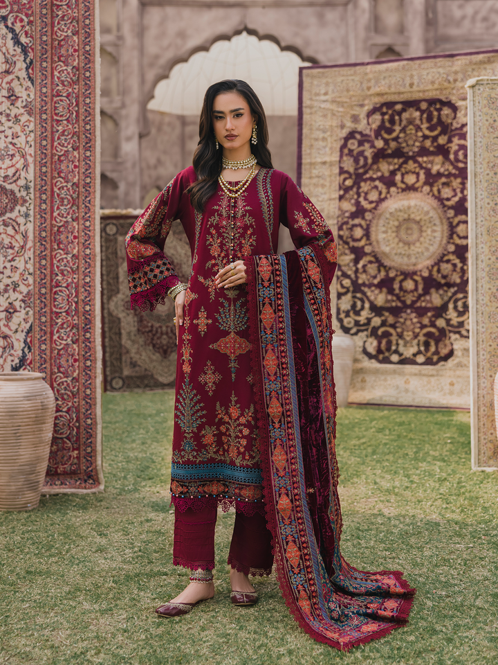 3 PC - Eshaisha Winter '25 - Stitched Marina Twill - Deep Maroon