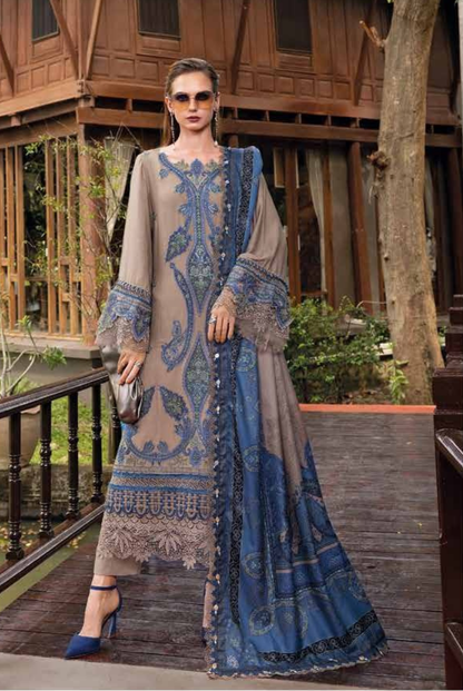 3 Piece Stitched Printed Linen Suit Maria B MPrints Winter Collection MBMP