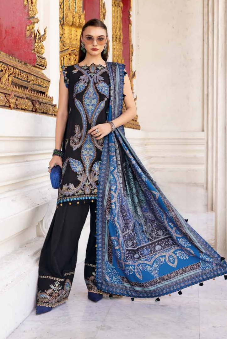 3 Piece Stitched Printed Linen Suit Maria B MPrints Winter Collection MBMP