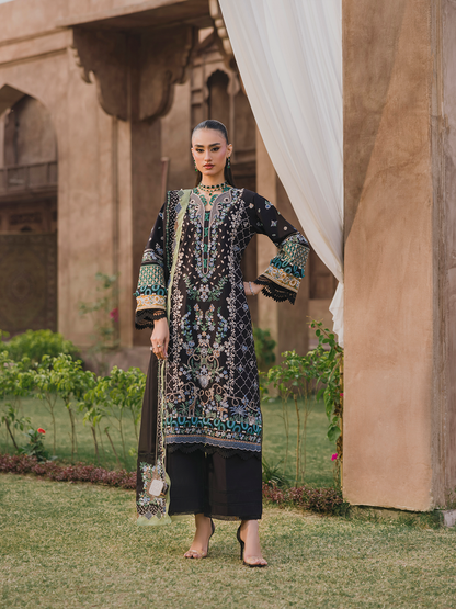 3 PC - Eshaisha Winter '25 - Stitched Slub Khaddar - Black