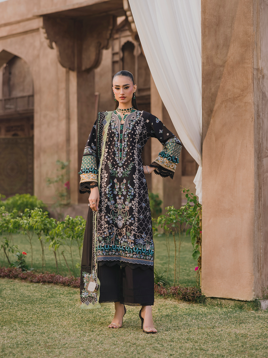 3 PC - Eshaisha Winter '25 - Stitched Slub Khaddar - Black