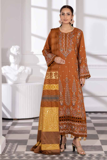 3 Piece Stitched Embroidered Winter Collection with Jacquard Shawl – Ameeli by Johra