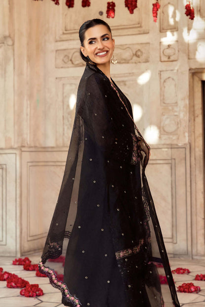 3 Pc Stitched Embroidered Silk Cotton Net Suit