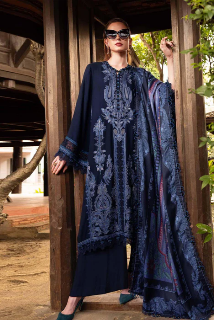 3 Piece Stitched Printed Linen Suit Maria B MPrints Winter Collection MBMP
