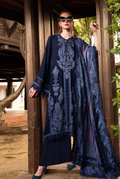 3 Piece Stitched Printed Linen Suit Maria B MPrints Winter Collection MBMP