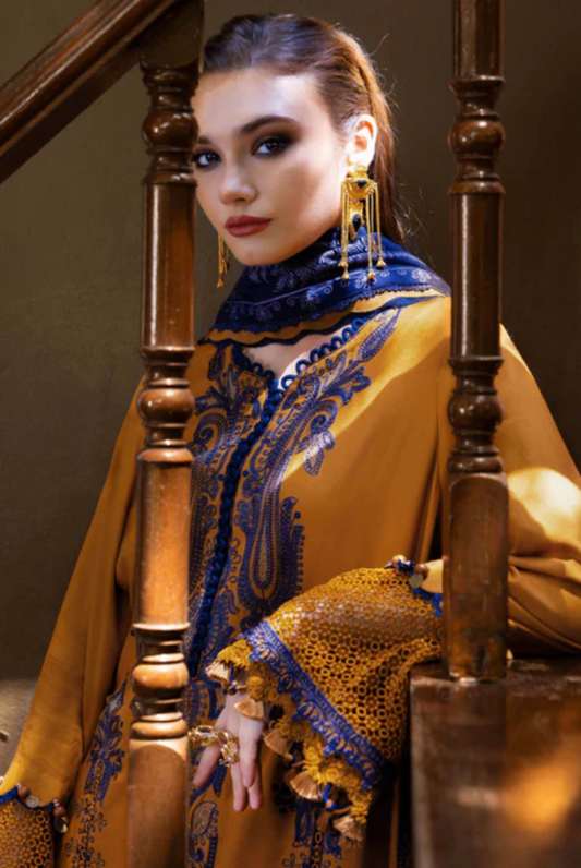 3 Piece Stitched Printed Linen Suit Maria B MPrints Winter Collection MBMP