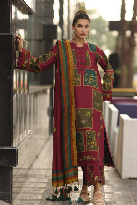 3 Piece Stitched Linen Collection C-Prints by Charizma