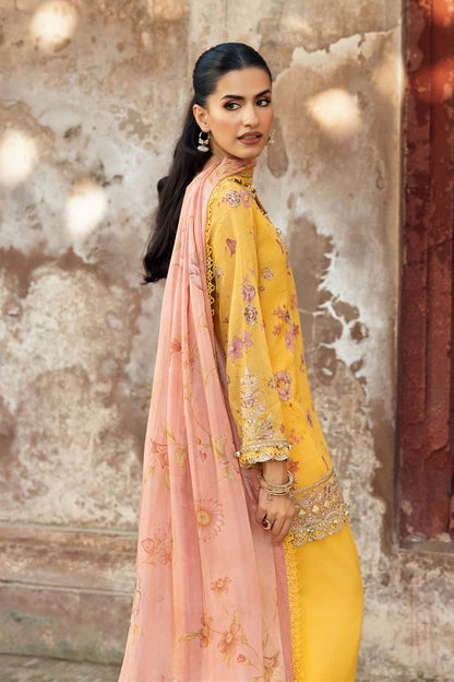 3 Pc Stitched Embroidered Silk Cotton Net Suit
