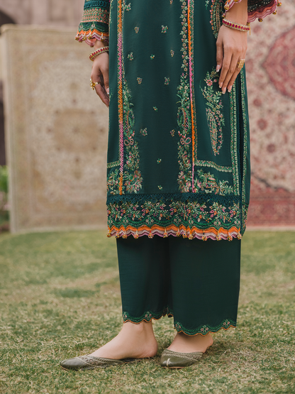 3 PC - Eshaisha Winter '25 - Stitched Slub Khaddar - Dark Green