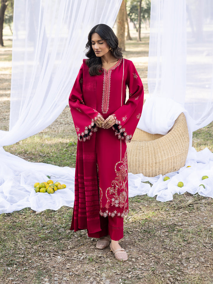 3 PC - Mystique by Sanam Saeed - Stitched Luxury Collection - Ruby Red (Article-06)