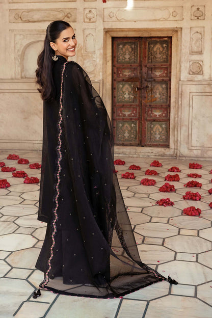 3 Pc Stitched Embroidered Silk Cotton Net Suit