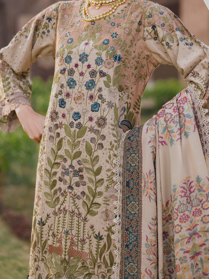 3 PC - Eshaisha Winter '25 - Stitched Dhanak Embroidered - Grey