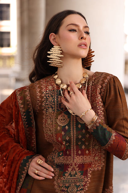 3-pc Stitched Embroidered Dyed Leather Shirt