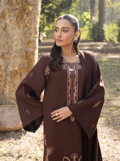 3 PC - Mystique by Sanam Saeed - Stitched Luxury Collection - Chocolate Brown (Article-08)