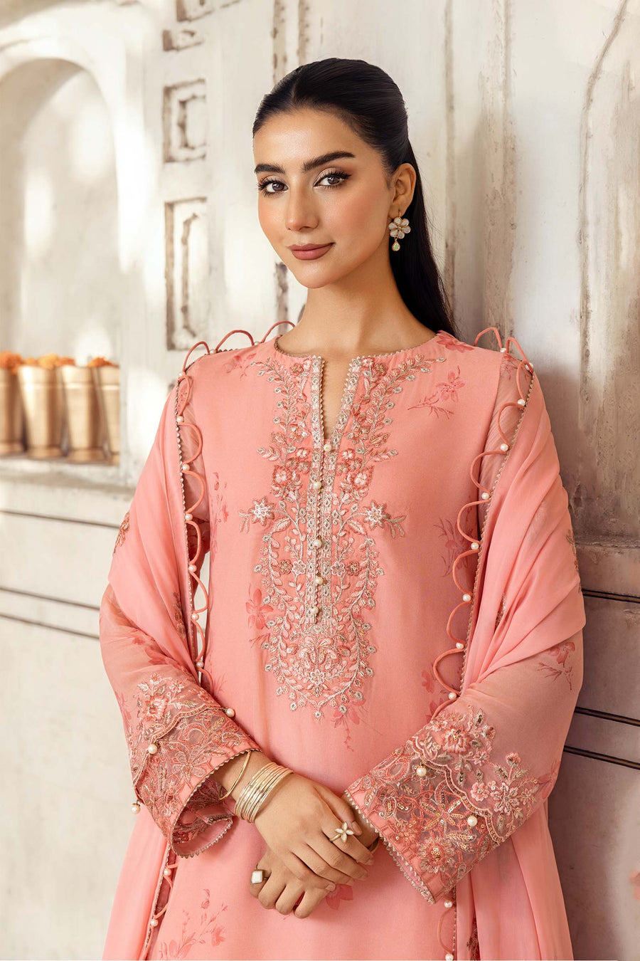 3 Piece Stitched Embroidered Chiffon Suit