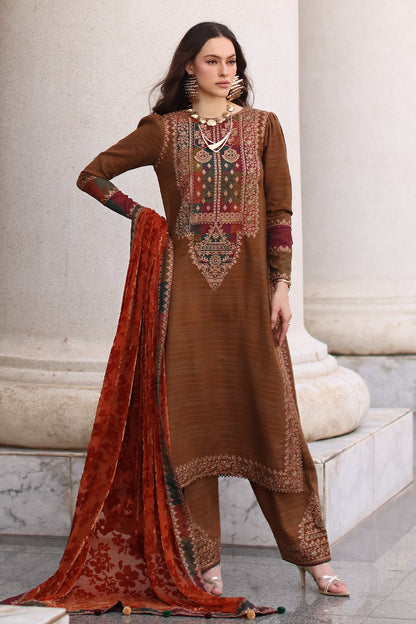 3-pc Stitched Embroidered Dyed Leather Shirt