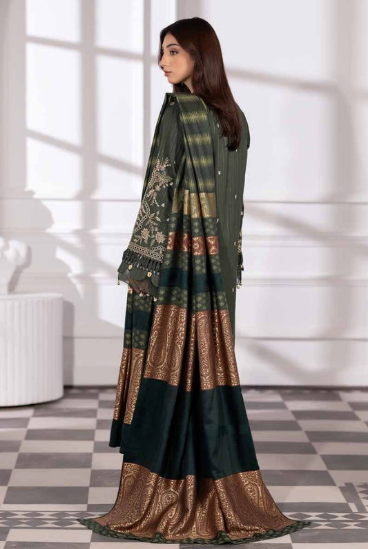 3 Piece Stitched Embroidered Winter Collection with Jacquard Shawl – Ameeli by Johra