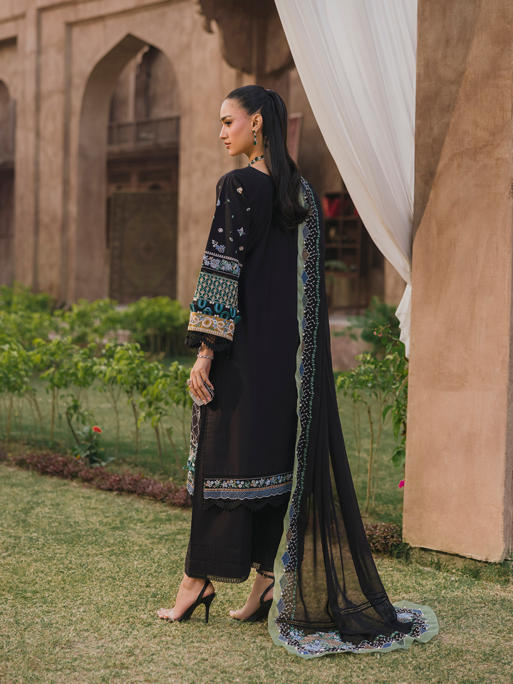 3 PC - Eshaisha Winter '25 - Stitched Slub Khaddar - Black
