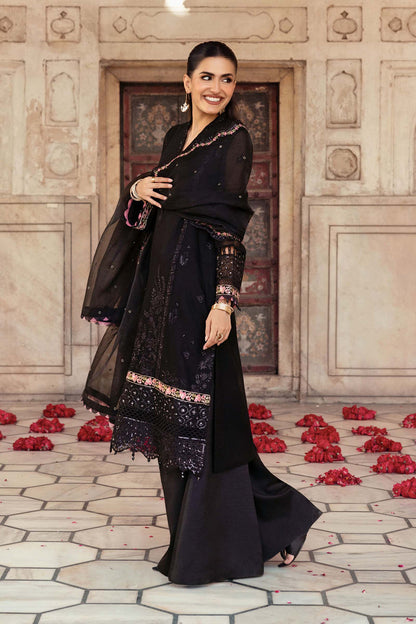 3 Pc Stitched Embroidered Silk Cotton Net Suit