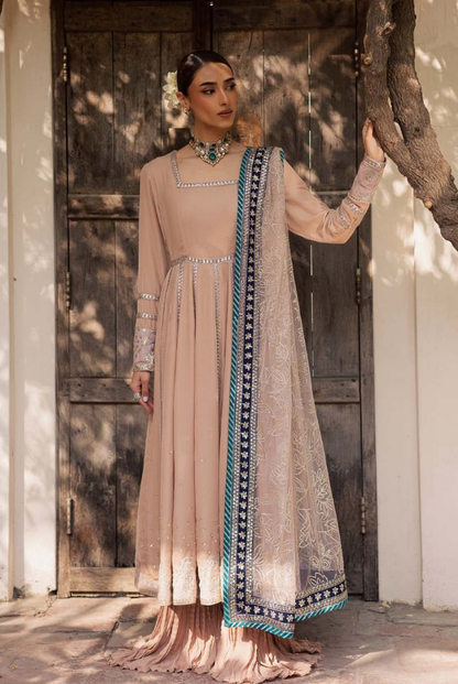 3 Piece Stitched Embroidered Velvet Suit with Shawl | Luxury Wedding Wear MAYA by Nureh