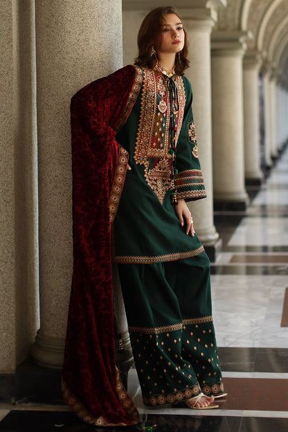 3-pc Stitched Embroidered Dyed Leather Shirt