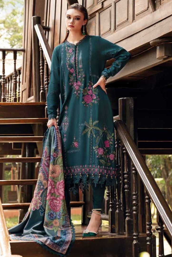 3 Piece Stitched Printed Linen Suit Maria B MPrints Winter Collection MBMP