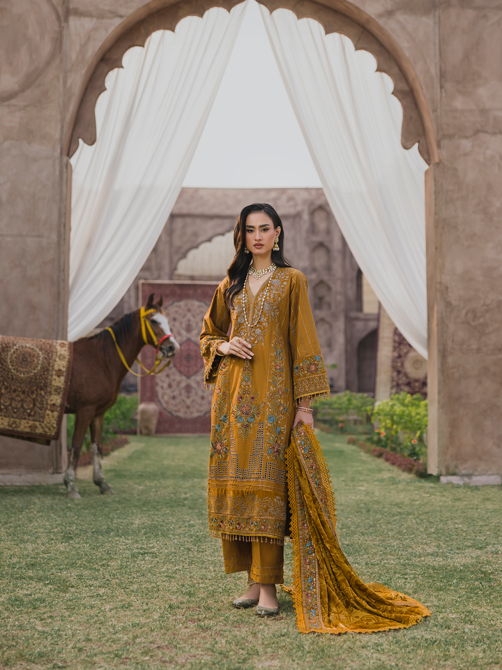 3 PC - Eshaisha Winter '25 - Stitched Slub Khaddar - Mustard
